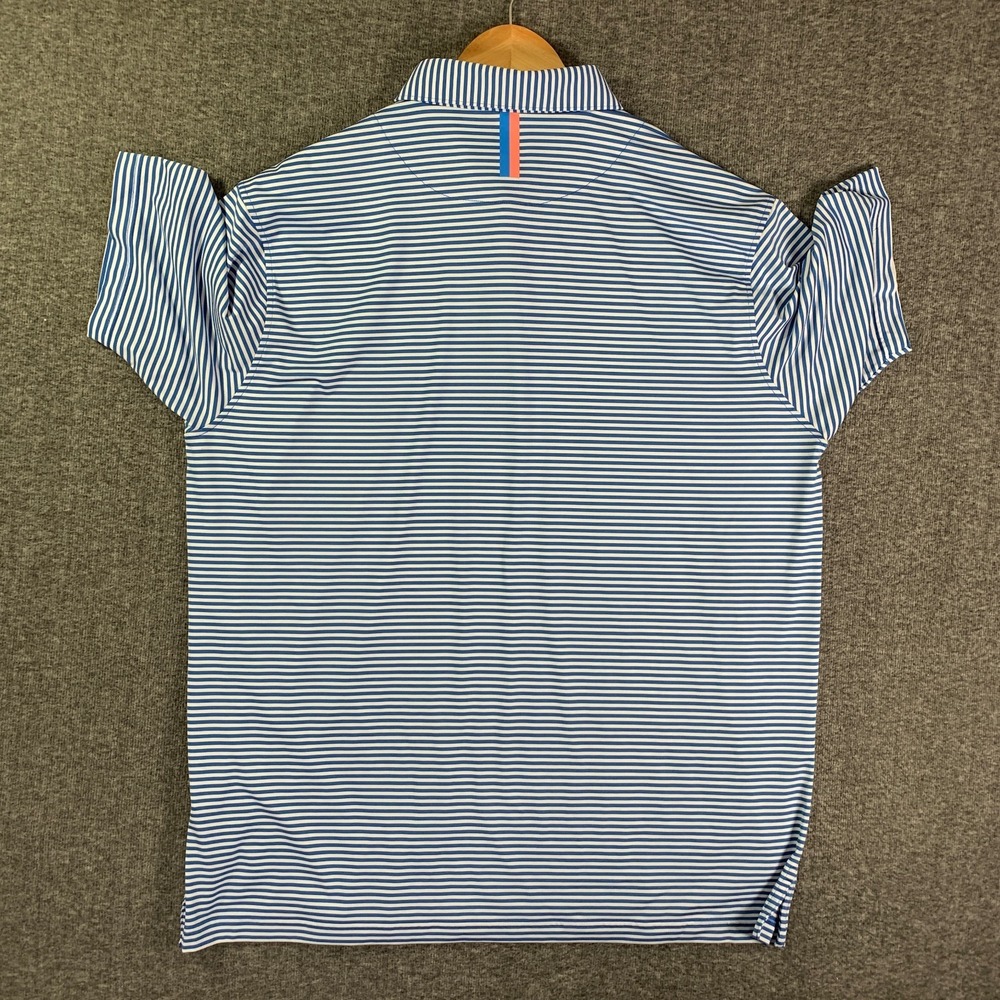 Rhoback Polo Men 2XL Blue Striped Performance Stretch Golf Preppy Modern - Picture 6 of 10
